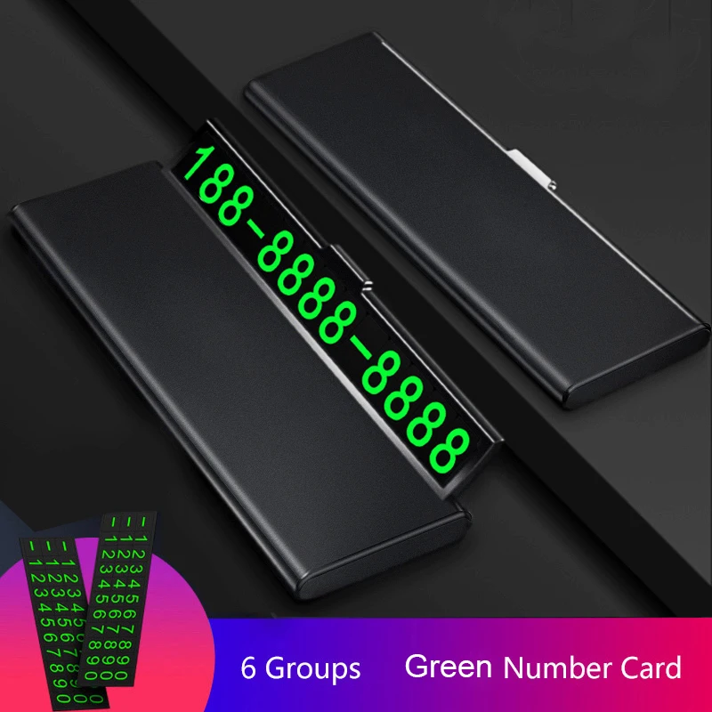 One-click hid Car Temporary Parking Card Phone Number Ultra-thin Drawer Hideable Luminous Telephone Number Plate car Accessories mobile phone holder Holders & Stands