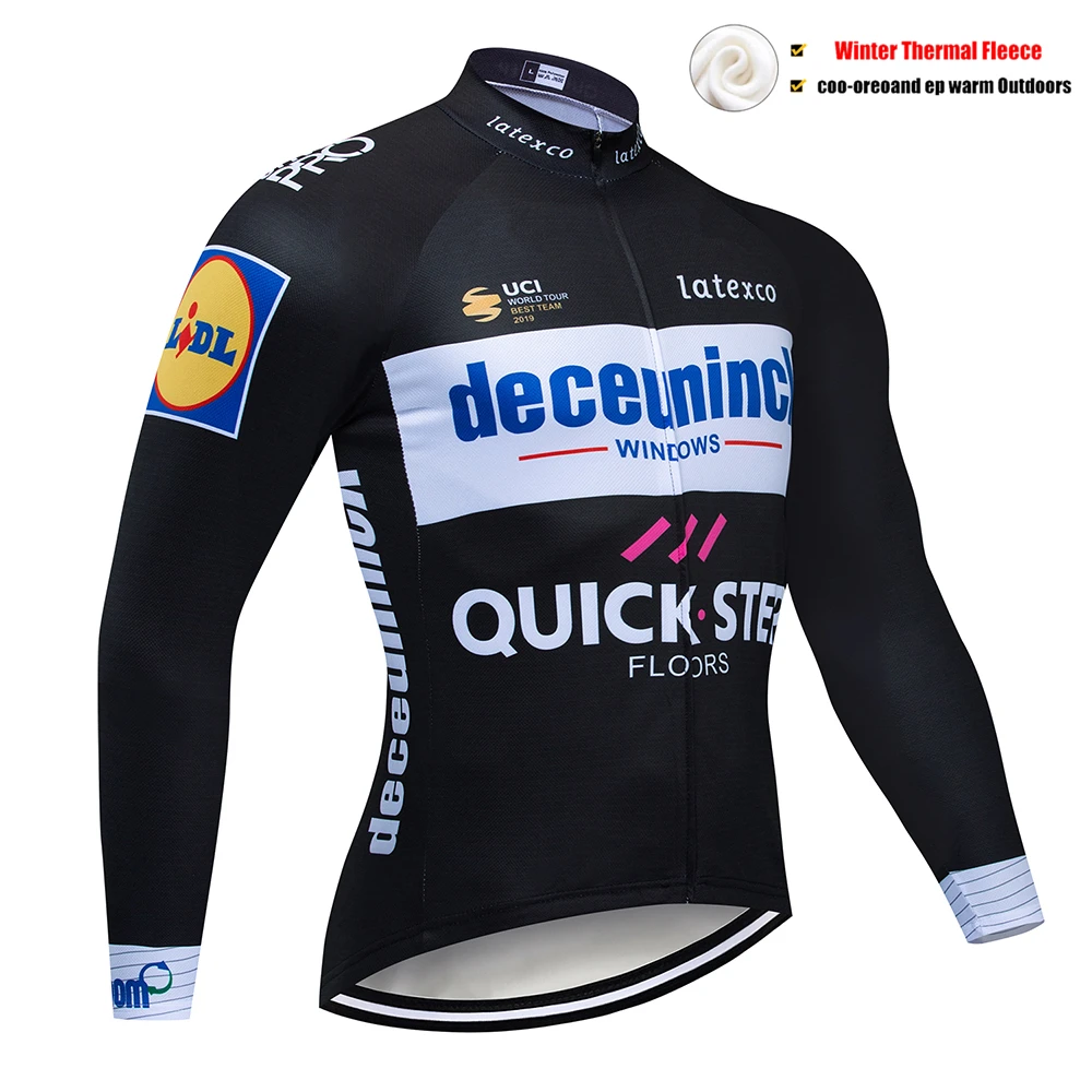 Зима QUICKSTEP Велоспорт Джерси Черный 9D pad велосипед брюки набор MTB Ropa Ciclismo термо флис Би Велоспорт Майо брюки - Цвет: Pic Color