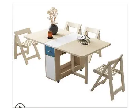 Functional storage folding dining table and chair combination simple Nordic small family dining table