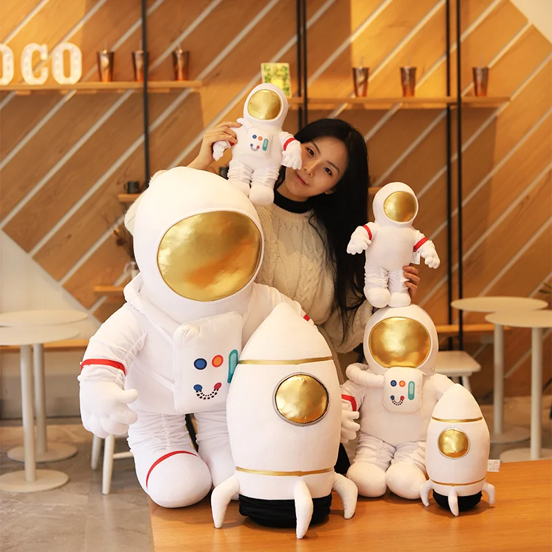 Space Astronaut Stuffed Doll Toy Plush Space Rocket Unique Space Ship Toy Stuffed Throw Pillow For BoY Birthdat Gift