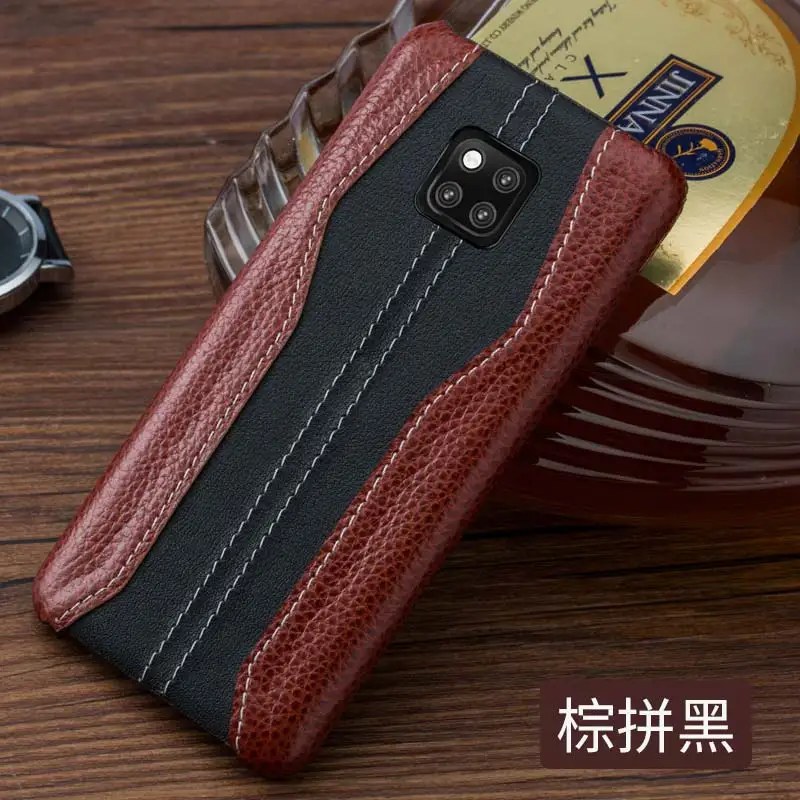 Brown fight black Индивидуальный Простроченный противоударный чехол для телефона huawei mate 20 10 pro mate 9 pro Honor 9 Lite бизнес роскошный защитный чехол - Цвет: Brown fight black
