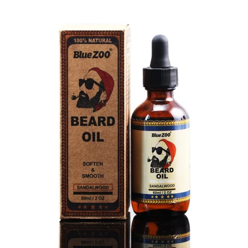 60ML Sandalwood Натуральное масло для укладки бороды, бальзам для бороды, восковой крем для усов, питательное масло для сглаживания бороды, масло для роста бороды для мужчин, набор для ухода за бородой - Цвет: 60ML Sandalwood