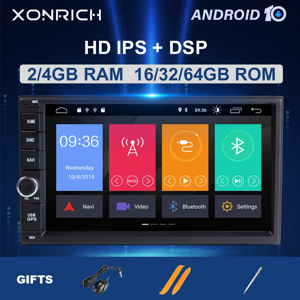 7 &quot4 Гб восемь ядер 2 Din Android 10 автомобиля NO-DVD радио мультимедиа плеер 1024*600