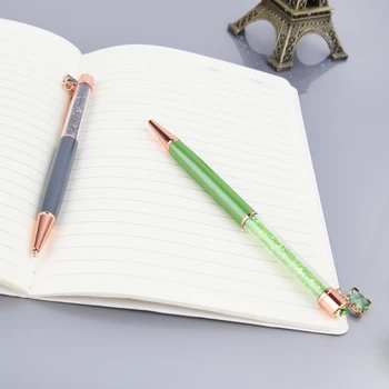 

2020 New Beautiful Ballpoint Pen Fashion Crystal Pendant Writing Stationery Metal Pen