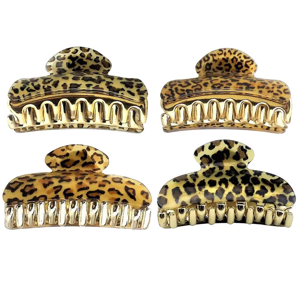 Women Leopard Large Hair Claw Grip Clips Pin Hair Clamps Clasp Makeup Tools