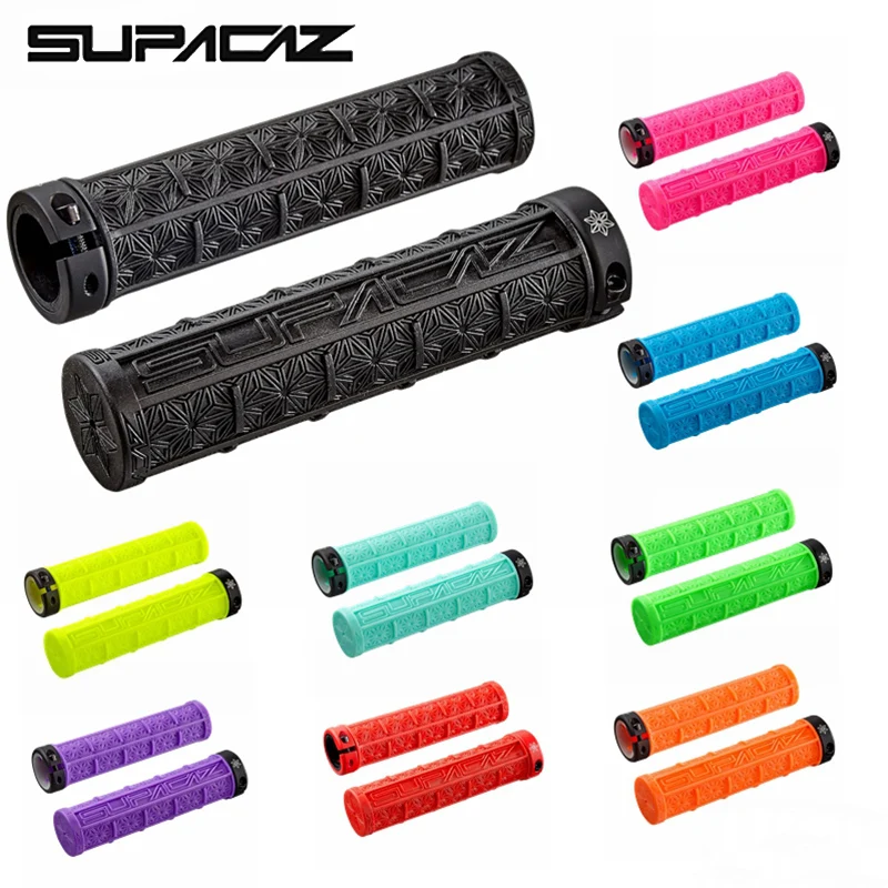 

Supacaz 1pair MTB Bicycle Handlebar Grips Silicon Anti-Slip Mountain Bike Handle Bar Grips Fixed Gear Shock-Proof Cycling Grips