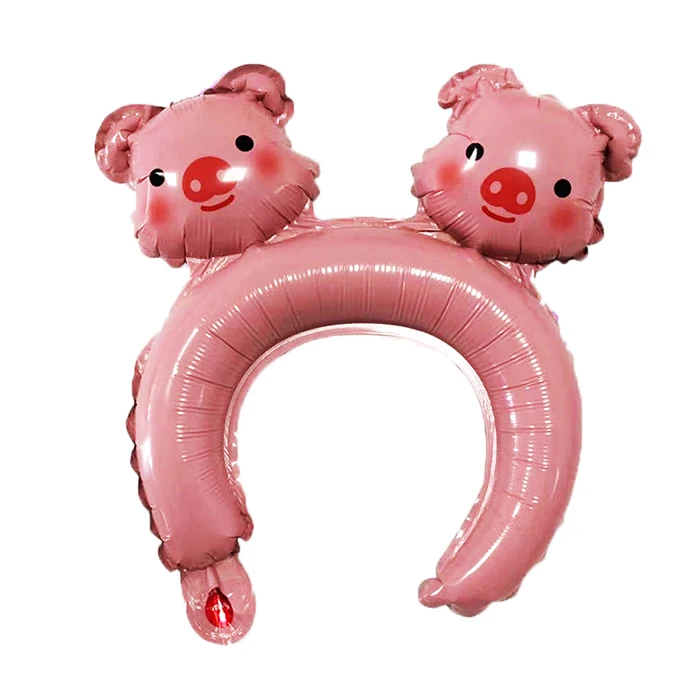 Pig 10pcs 10 шт./лот милый Микки повязка на голову "Минни" фольгированный шар кролик медведь животные воздушные шары Детские игрушки День рождения украшения - Цвет: Pig 10pcs