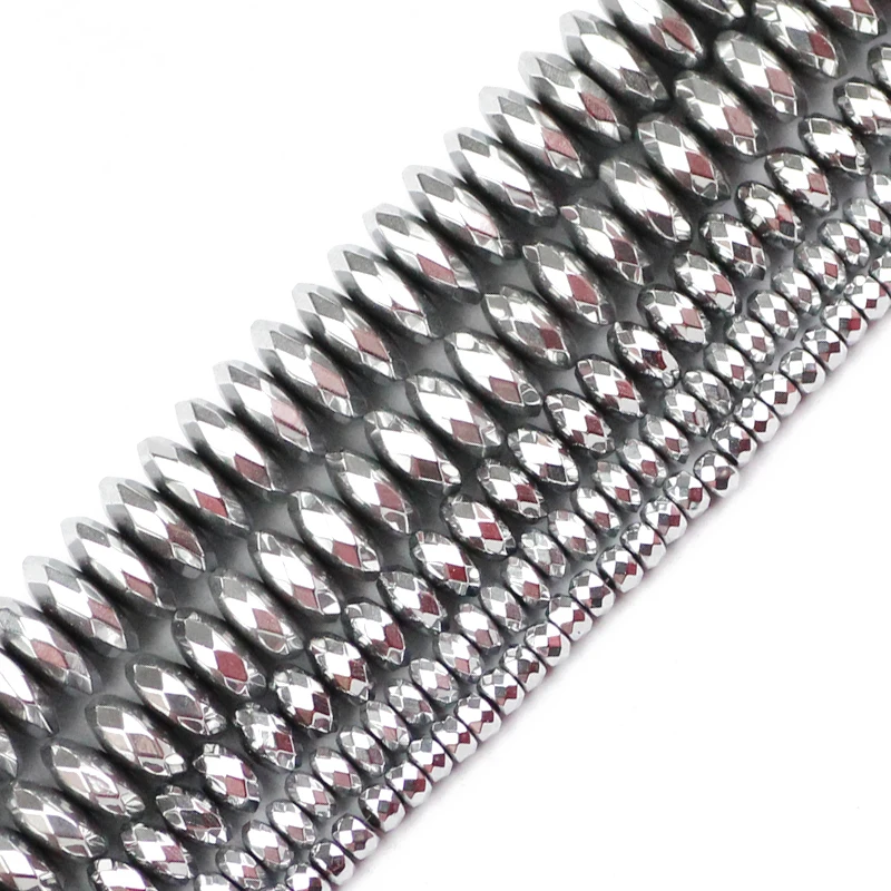Faceted Flat Round Hematite Ball 3/4/6/8/10mm Natural Stone Ore Gold Colors Loose Beads For Jewelry Bracelets Making DIY natural stone beads