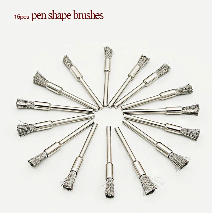 45Pcs Steel Wire Rotary Wheels Brushes, Pen-shape Bowl-Shape T-shape Metal Polishing Rust Removal Walnut Jade Cleaning Brush Set