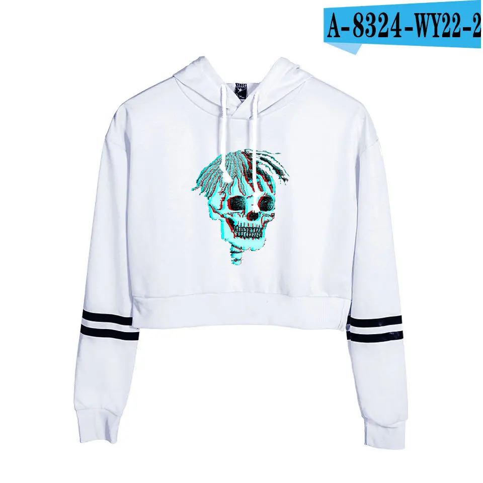 A8324-2 Модный принт sudadera xxtentacion толстовки с капюшоном женские укороченный топ рубашка пуловер Толстовка Revenge Harajuku одежда - Цвет: A8324-2