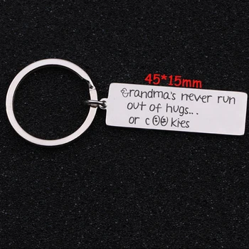 

Hand Stamped Grandma's Never Run Out Of Hugs Or Cookies Keychain Fashion Jewelry For Grandma Gift Charm Key Ring Holder