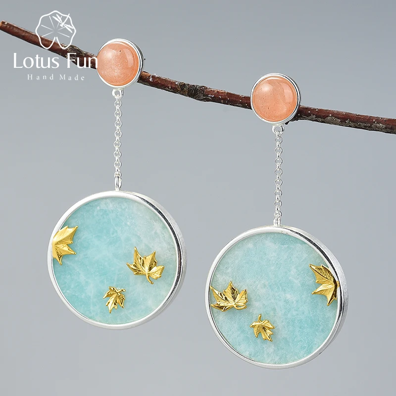 Женские серьги-подвески кленовые листья Lotus Fun изящные серьги из серебра 925 пробы