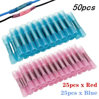 

50PCS Seal Electrical Wire Connectors Heat Shrink Butt Connectors Automotive Insulated Waterproof Wire Crimp Terminals