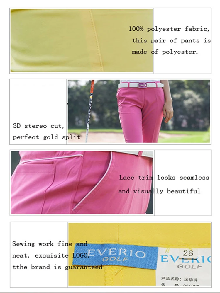 EVERIO/Брендовые женские штаны, одежда, штаны, одежда для гольфа, спортивная одежда, длинные штаны, женские тонкие дышащие гольфы/штаны для тенниса, быстросохнущие