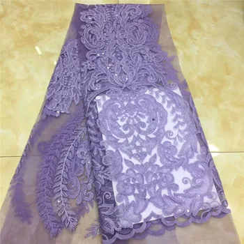 

2020 white Latest Nigerian Tulle Lace Purple French Net sequins Lace Fabric For Nigerian Wedding Embroidery African Lace Fabric