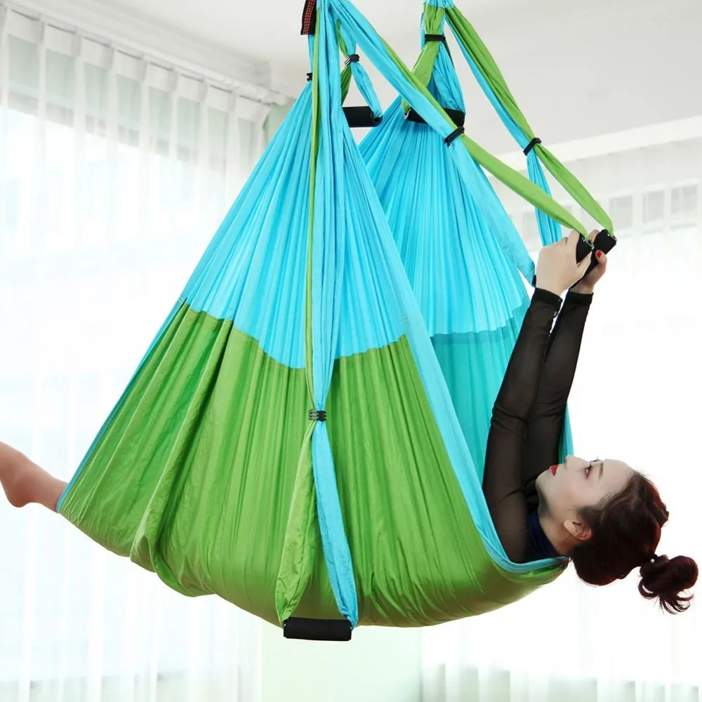 Домашний гимнастический воздушный подвесной ремень для йоги, трапециевидный антигравитационный гамак для йоги, качели, высокая прочность, 210 T, нейлоновая сумка для хранения