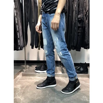 

XX KITH Jeans 2020 Men Women Varick Destroyed Denim Kith Jeans 1:1 Vintage Hole Three-dimensional cut Pants Classic Tapered