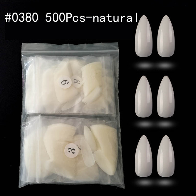 False Nails Stiletto Claw Tips Half Cover Sharp Nails Manicure Acrylic UV Gel Natural Color Long  Fake Nails #0~9size
