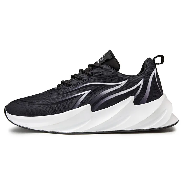 VSIOVRY/Осенняя дышащая обувь для бега; мужская спортивная обувь с амортизацией лезвия; кроссовки в стиле акулы; мужские легкие кроссовки с мягкой подошвой; спортивные кроссовки для фитнеса - Цвет: Black White