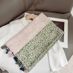 lady Fashion Garden Daisy Floral Tassel Viscose Shawl Lady Print Soft Wrap Pashmina Stole Bufandas Muslim Hijab Snood 180*90Cm