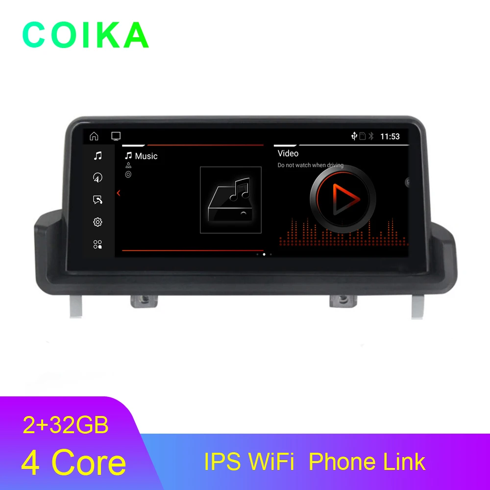 

COIKA Blue Ray IPS Screen Car Multimedia Stereo For BMW E90 E91 E92 E93 Android 10.0 System GPS Navi BT SWC Idrive AUX 2+32G RAM