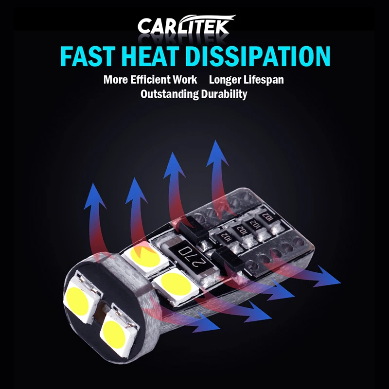CARLitek 2/10x W5W T10 LED  CANBUS 194 168 Led ڵ ׸     ڵ ȣ  6000K 12/24V
