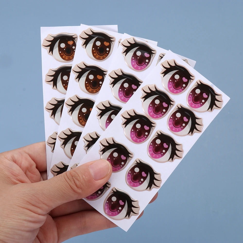 Cute Cartoon Eyes Stickers Anime Figurine Doll Face Organ Paster Long Eyelashes Eyes Clay Decals DIY Doll Accessories 10Pairs doll accessories doll clothes accessories plush doll accessories doll eyelashes