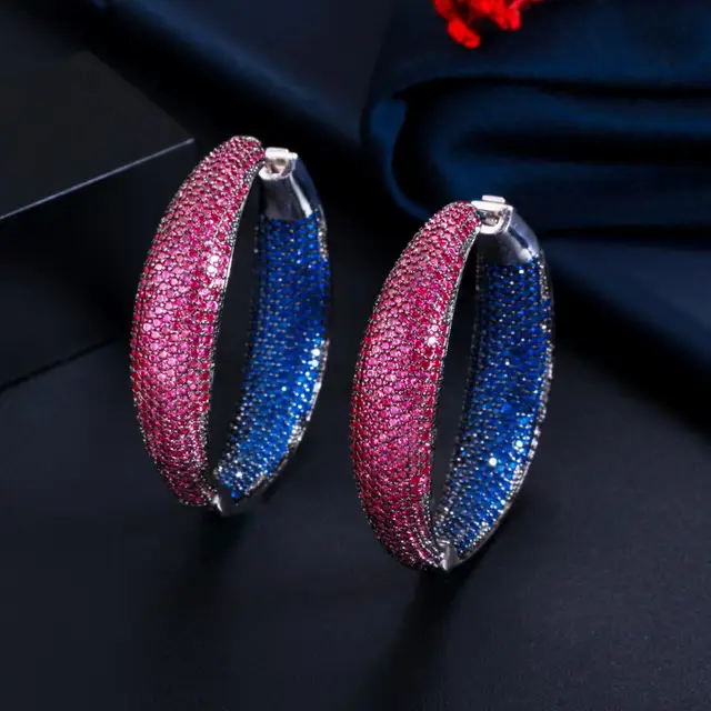 CWWZircons Luxury Full Cubic Zirconia Pave Big Round Circle Hoop Earring Engagement Party Jewelry Gift for Women Brincos CZ807 luxury