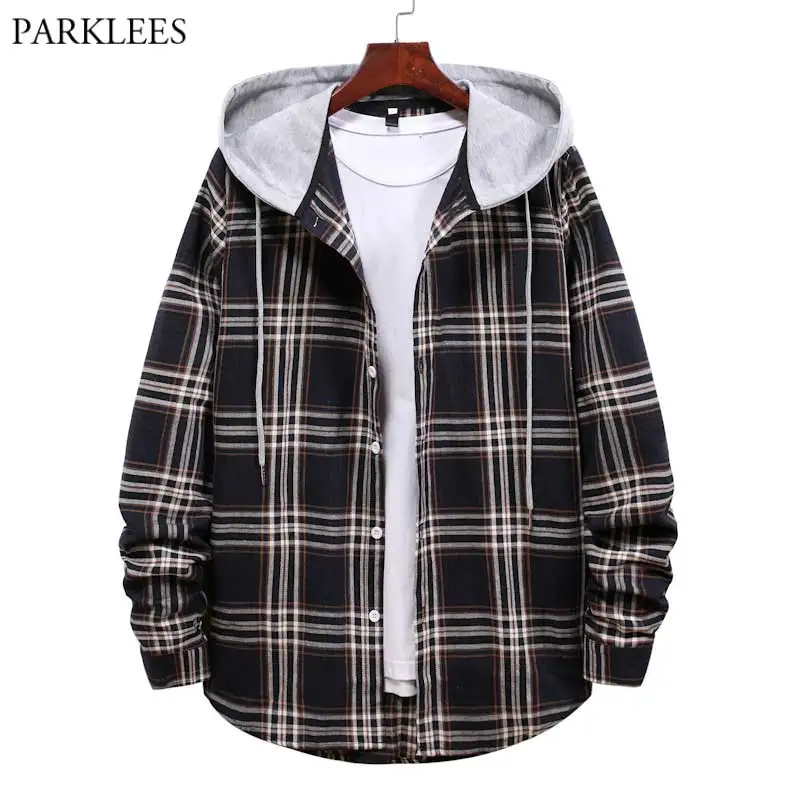 Patchwork flannel hoodie Clearance