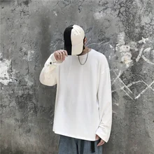 Fall New Arrival All-match Solid long sleeve t shirt men Loose Oversized plain t shirt Tracksuit Plain Swish camiseta masculina Fall New Arrival All-match Solid long sleeve t shirt men Loose Oversized plain t shirt Tracksuit Plain Swish camiseta masculina