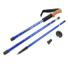 Телескопические треккинговые палки из алюминиевого сплава, прямая мягкая деревянная ручка, 3 секции с ударопрочной системой блокировки