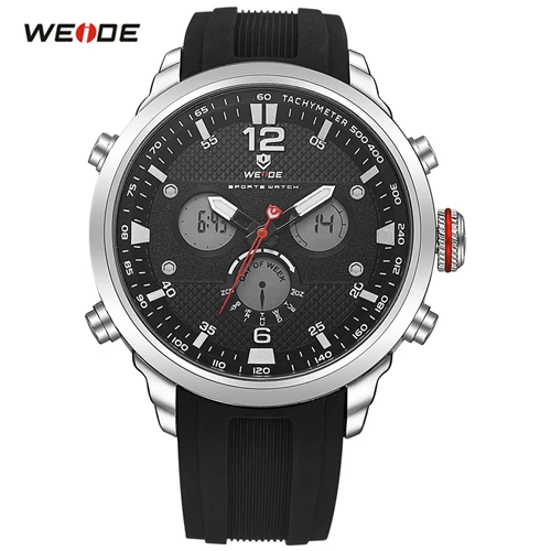 Black Black WEIDE Модные светодиодные цифровые кварцевые часы для мужчин, военные спортивные часы, отображение недели, мужские наручные часы, часы Relogio Masculino - Цвет: Black Black