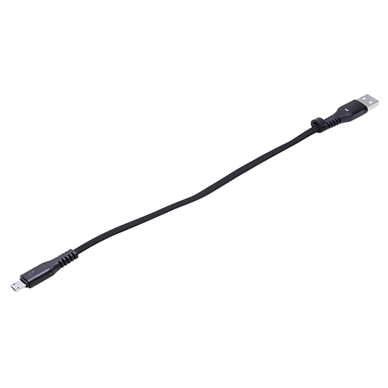 

USB to Micro-USB Short Flat Charging Cable with Metal Connector for Android Device and Power Bank Charge (0.65 ft /0.2 m) (Black