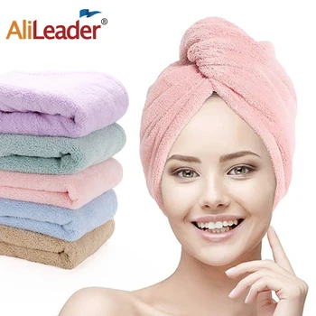 

Alileader Popular Cheap Microfiber Soft Dry Hair Cap Hat Wrapped Super Absorbent Towel For Lady Girl Turban Head Bathing Tools