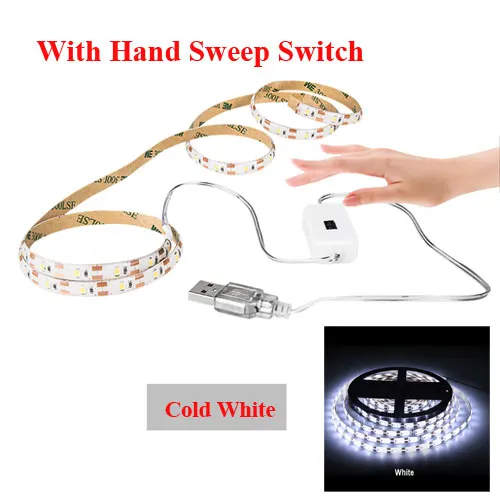Hand Sensor White Светильник под шкаф с датчиком развертки, умный переключатель, 5 В, USB, Светодиодная лента, Kithcen, светильник, для обнаружения движения, для спальни, шкаф, ночная лампа - Цвет: Hand Sensor White