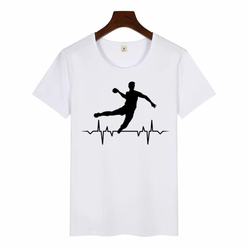

2019 New Fashion T-shirt Women/men Play Handball Print Top Tees Summer Unisex Casual Short Sleeve T Shirt O-neck White Tee Shirt