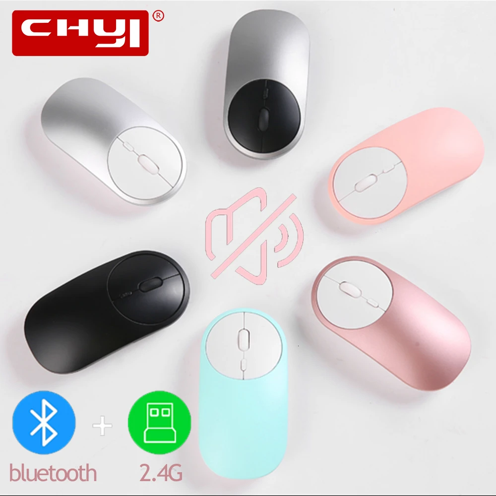 Bluetooth+ 2,4G Беспроводная перезаряжаемая Бесшумная Двухрежимная компьютерная мышь из алюминиевого сплава Mause оптические мыши для ноутбука