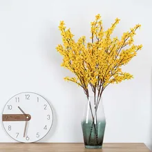 Желтые цветы зимние жасминовые танцы искусственная Орхидея цветок шелк пластик искусственный цветок для дома Свадебная вечеринка Декор с цветами ST19