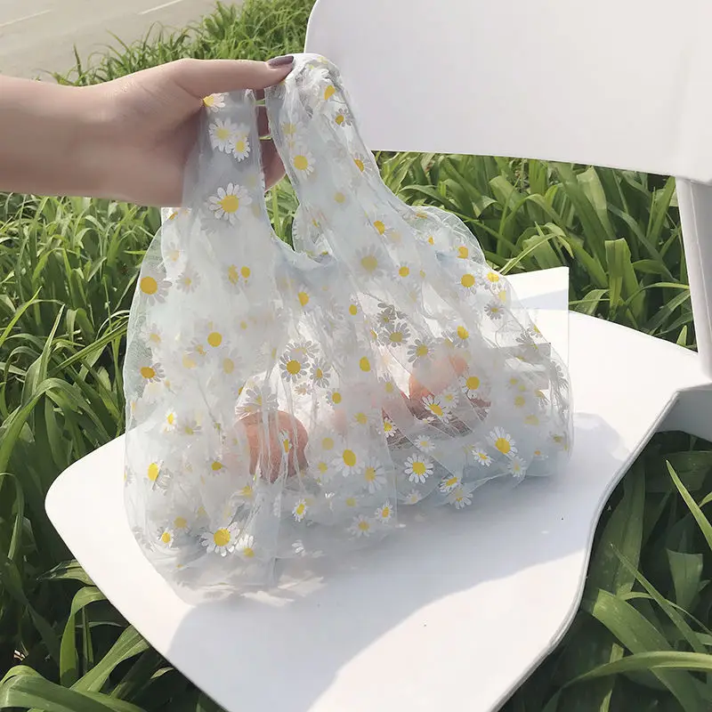 

Spring and summer fairy lace wild bucket portable daisy small flower female bag single shoulder small fresh shopping bag