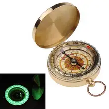 None Pocket Watch Style Pure Copper Outdoor Camping Hiking Navigation Compass with Ring Luminous Function