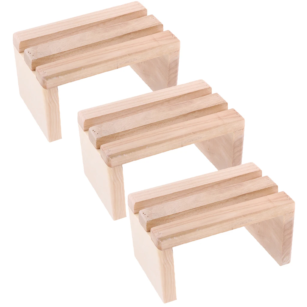 3 Pcs Wood Foot Step Stool Platform For Feet Spa Bath Barrel Bucket Toilet Seat Under Desk