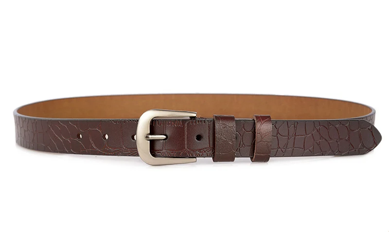 JXQBSYDK Luxury Belts for Women High Quality Gravel Crocodile Patter Texture Design Female Pin Buckle Fashion Leather Belts