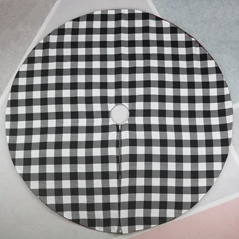 

Christmas Tree Skirt Black White Plaid Non-woven Fabric Tree Xmas Ornaments for Christmas Decorations Holiday