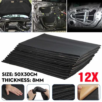 

12pcs 8mm 50x30cm Car Soundproof Deadener Anti-noise Cotton Sound Heat Insulation Mats Soundproofing Cell Foam Stickers