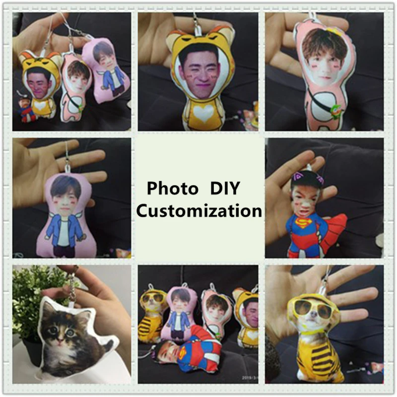 Photoes key chain Face Pillow Toy Gift cushion customized Plush Doll Pendant pets logo custom gifts support dropshipping orange cushions