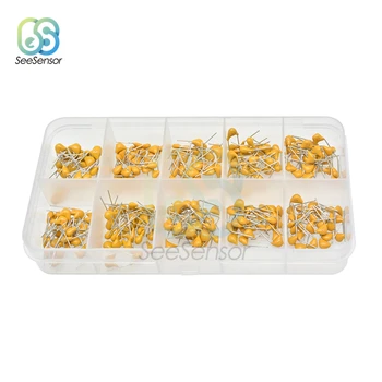 

10Value*30pcs 10pf~100nF 50V 10pF 20pF 30pF 47pF 56pF 68pF 100pF 1nF 10nF 100nF Monolithic Multilayer Ceramic Capacitor Kit Box