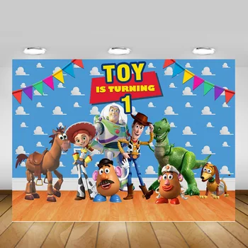 

Cartoon Toy Story Backdrop Photography Children Birthday Party Banner Decor Background Anime Characters Photocall Photo Studio