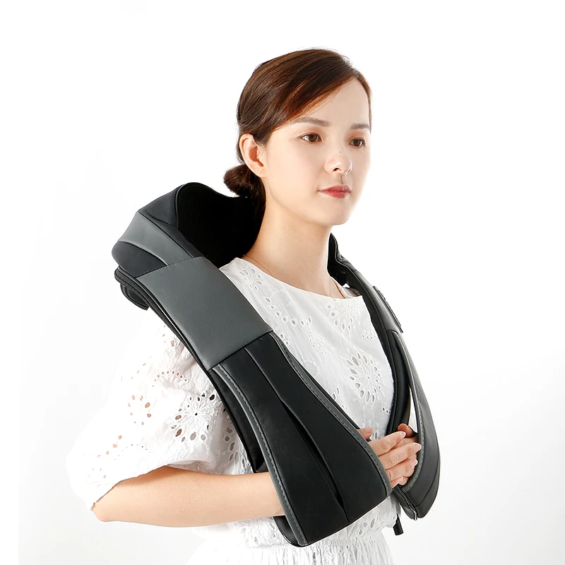 Portable rechargeable wireless electric massager for back and neck shoulder depp kneading collar with heat |