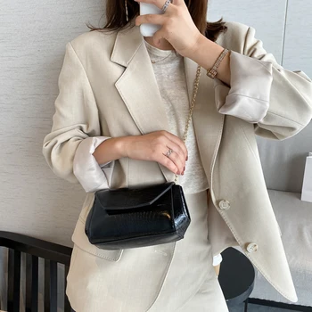 

Classic Crossbody Bags for Women Birthday Gifts Casual Crossbody Bag Women Alligator PU Leather Female Chain Flap Shoulder Pouch