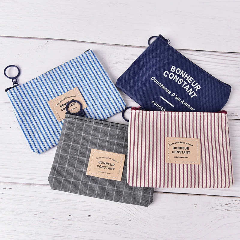 

Canvas Zero Wallet Children Clutch Zipper Women Pocket Pouch Key Coin Bag